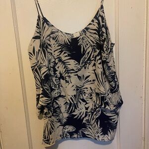 Women’s Navy and White Tropical Print Cami Top